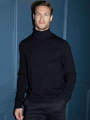 Threadbare Black Knitted Roll Neck Jumper - Image 1 of 4