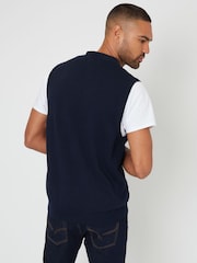 Threadbare Navy 100% Cotton Button Up Knitted Waistcoat - Image 4 of 4