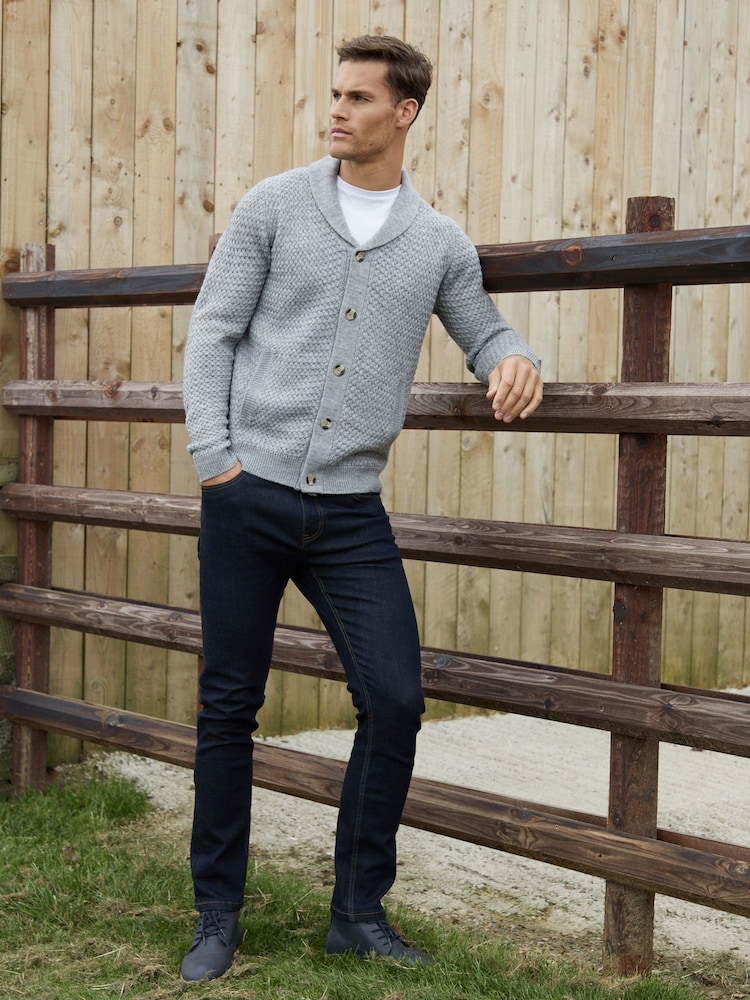 Threadbare Grey Shawl Collar Knitted Cardigan - Image 3 of 4