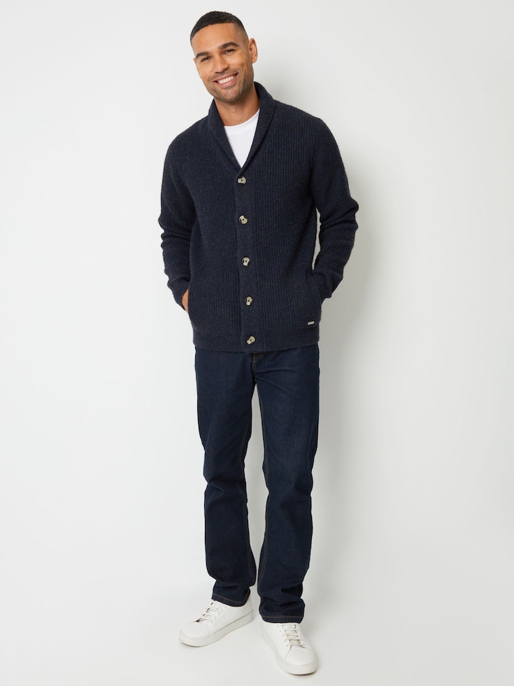 Threadbare Navy Shawl Collar Cardigan - Image 3 of 4