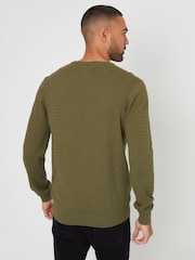 Threadbare Green Mini Cable Textured Knit Crew Neck 100% Cotton Jumper - Image 2 of 4