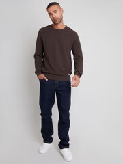 Threadbare Chocolate Brown Textured Knitted Crew Neck Jumper - Image 3 of 4
