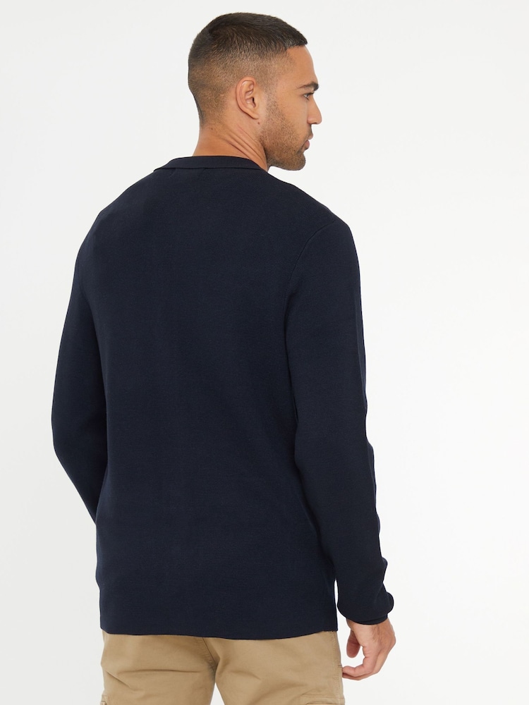 Threadbare Navy Long Sleeve Knitted Shirt - Image 3 of 4