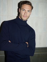 Threadbare Blue Knitted Roll Neck Jumper - Image 3 of 4