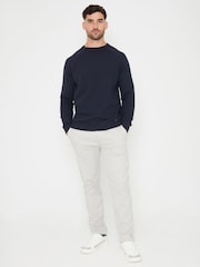 Threadbare Navy Blue Textured Stripe Knitted Crew Neck Jumper - Image 3 of 4