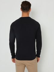 Threadbare Black Textured Stripe Knitted Crew Neck Jumper - Image 2 of 4