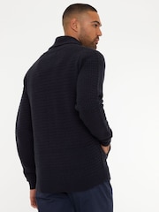 Threadbare Navy Blue Shawl Collar Knitted Cardigan - Image 2 of 4