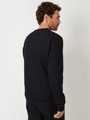 Threadbare Black Cable Knit Crew Neck Jumper - Image 2 of 4