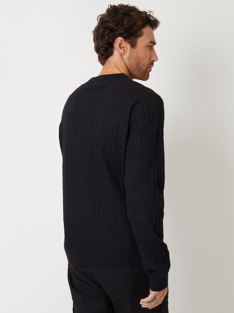 Threadbare Black Cable Knit Crew Neck Jumper - Image 2 of 4