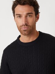 Threadbare Black Cable Knit Crew Neck Jumper - Image 4 of 4