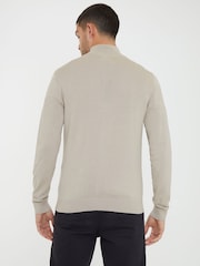 Marrón claro - Suéter de punto con cuello alzado con media cremallera de Threadbare - Imagen 2 de 4