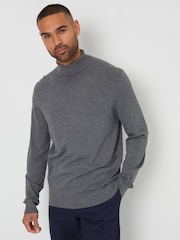 Threadbare Grey Knitted Roll Neck Jumper - Image 1 of 4