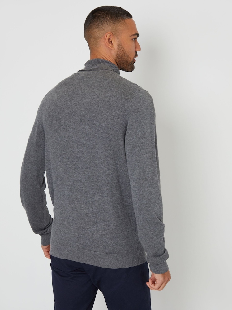 Threadbare Grey Knitted Roll Neck Jumper - Image 2 of 4