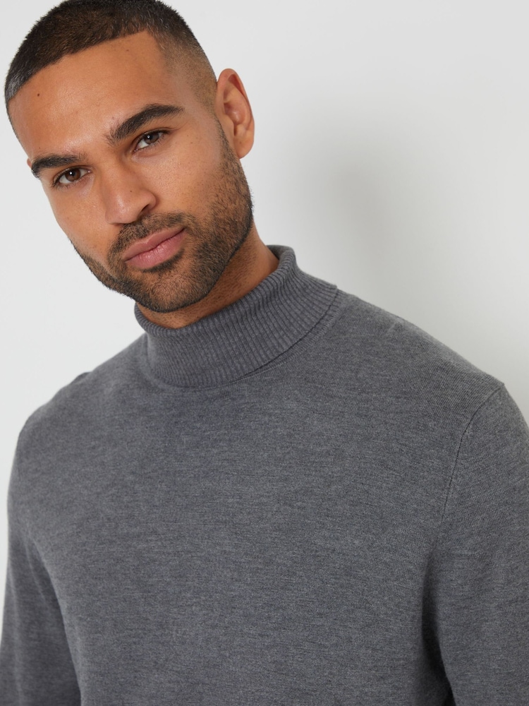 Threadbare Grey Knitted Roll Neck Jumper - Image 4 of 4
