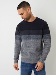 Threadbare Blue Ombré Stripe Crew Neck Jumper - Image 1 of 4