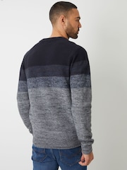 Threadbare Blue Ombré Stripe Crew Neck Jumper - Image 2 of 4