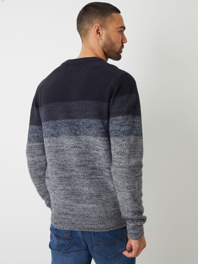 Threadbare Blue Ombré Stripe Crew Neck Jumper - Image 2 of 4
