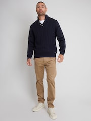 Threadbare Navy Button Up Funnel Neck Jumper - Image 4 of 4