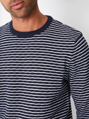 Threadbare Blue Chrome Textured Knit Crew Neck Jumper - Image 4 of 6