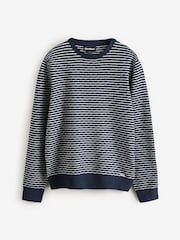 Threadbare Blue Chrome Textured Knit Crew Neck Jumper - Image 5 of 6