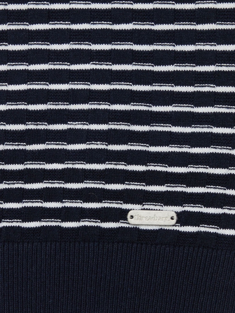 Threadbare Blue Chrome Textured Knit Crew Neck Jumper - Image 6 of 6