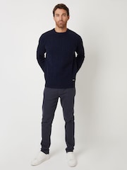 Threadbare Blue Raglan Sleeve Cable Knit Crew Neck Jumper - Image 3 of 4