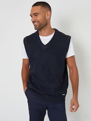 Threadbare Blue V-Neck Knitted Vest - Image 1 of 4