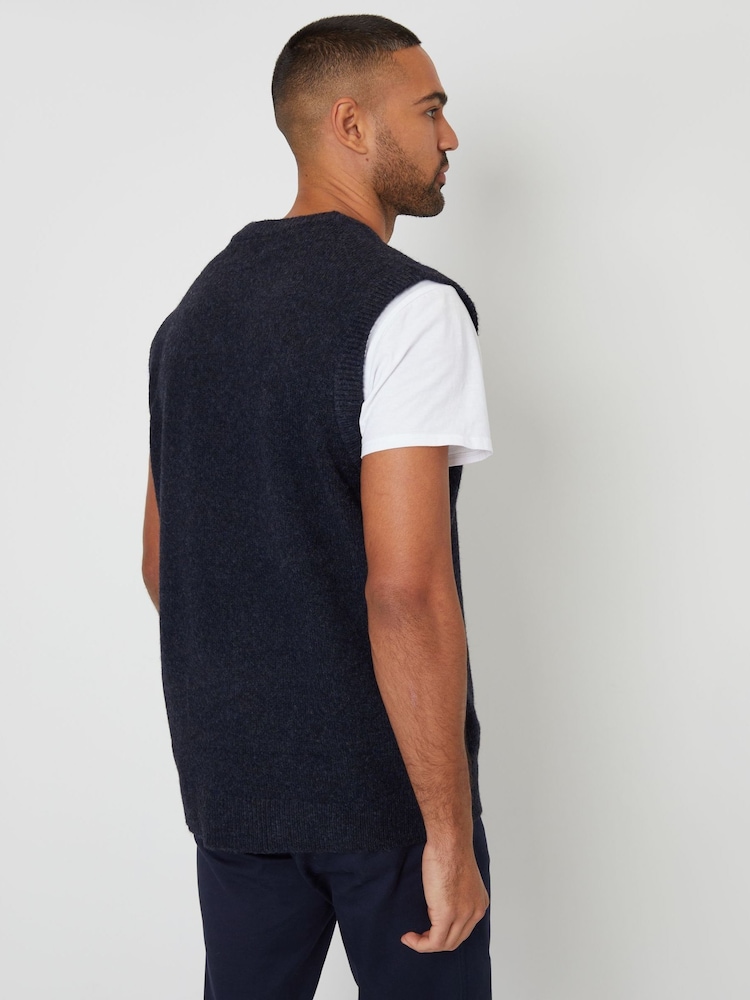 Threadbare Blue V-Neck Knitted Vest - Image 2 of 4