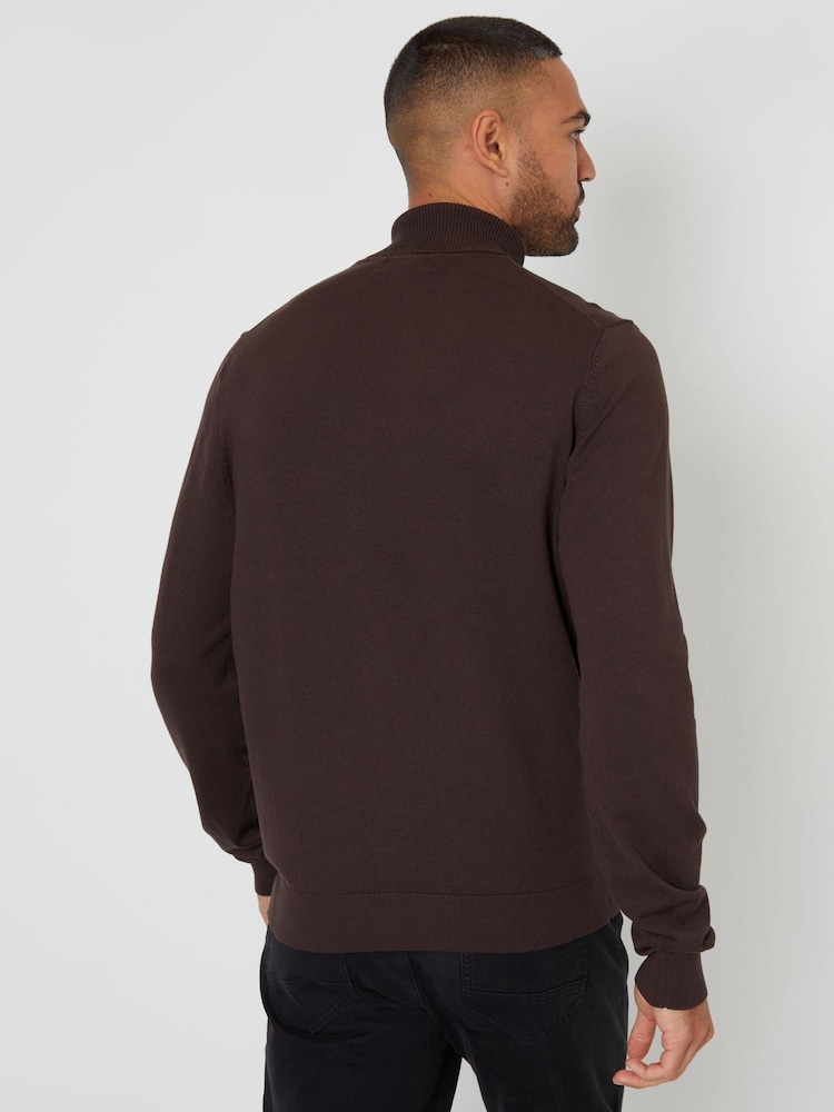 Threadbare Dark Brown Knitted Roll Neck Jumper - Image 2 of 4