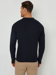 Threadbare Blue Knitted Long Sleeve Polo Jumper - Image 2 of 4