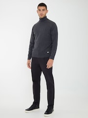 Threadbare Grey Cable Knit Roll Neck Jumper - Image 3 of 4