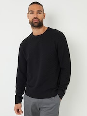 Threadbare Black Textured Knit Crew Neck Jumper - Image 1 of 4