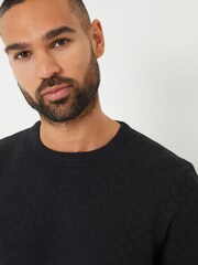 Threadbare Black Textured Knit Crew Neck Jumper - Image 4 of 4
