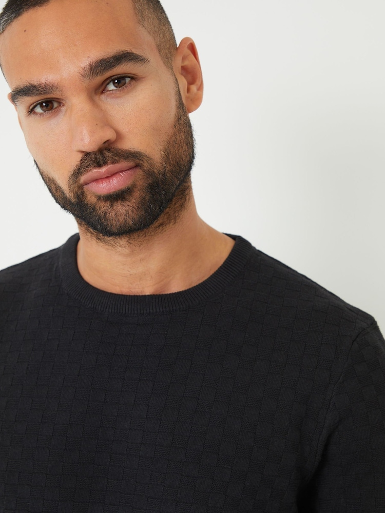Threadbare Black Textured Knit Crew Neck Jumper - Image 4 of 4