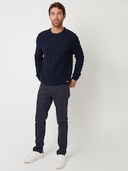 Threadbare Navy Blue Cable Knit Crew Neck Jumper - Image 3 of 4