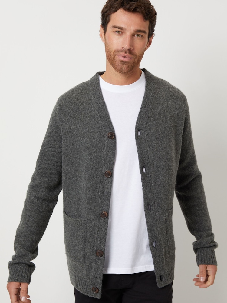 Threadbare Grey Button Up Patch Pocket Knitted Cardigan - Image 5 of 5 Threadbare Grey Button Up Patch Pocket Knitted Cardigan - Image 5 of 5