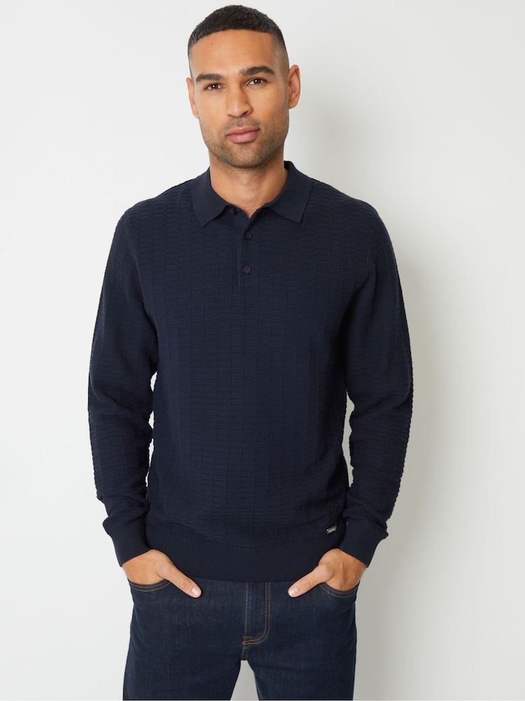 Threadbare лонгслів Textured Knit Polo комір джемпери - Image 1 of 4