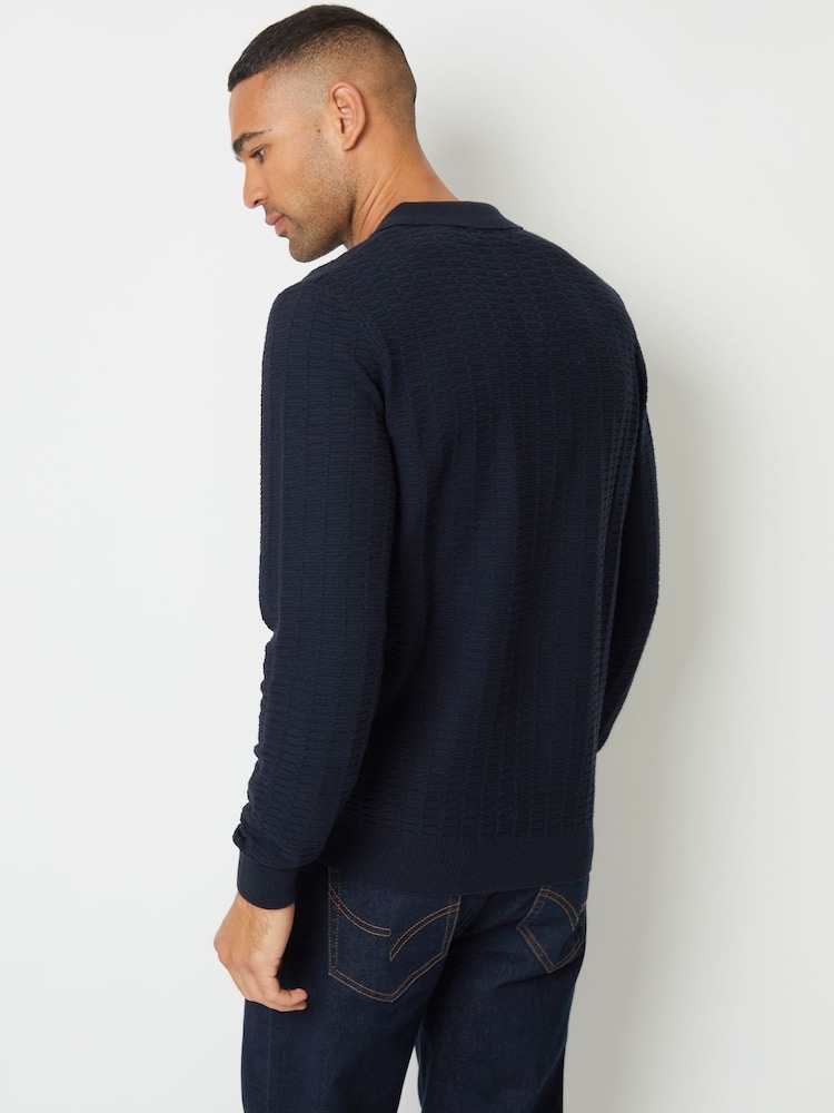 Threadbare лонгслів Textured Knit Polo комір джемпери - Image 2 of 4