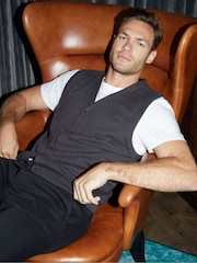 Threadbare Grey 100% Cotton Button Up Knitted Waistcoat - Image 1 of 4