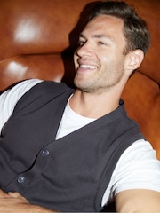 Threadbare Grey 100% Cotton Button Up Knitted Waistcoat - Image 2 of 4