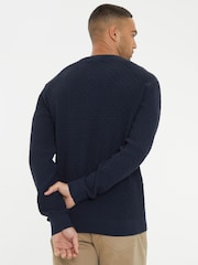Threadbare Navy Mini Cable Knit Crew Neck Jumper - Image 2 of 4