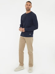 Threadbare Navy Mini Cable Knit Crew Neck Jumper - Image 3 of 4