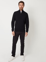 Negru - Pulover mini tricotat cu fermoar scurt și torsade Threadbare - Imaginea 2 din 4