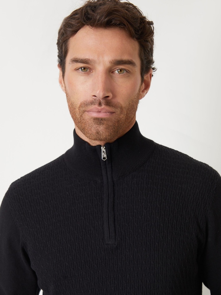 Threadbare Black Mini Cable Knit Quarter Zip Jumper - Image 3 of 4