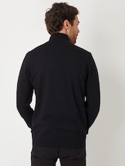 Negru - Pulover mini tricotat cu fermoar scurt și torsade Threadbare - Imaginea 4 din 4
