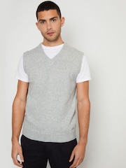 Threadbare Grey V-Neck Knitted Vest - Image 1 of 5