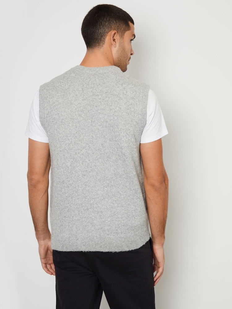 Threadbare Grey V-Neck Knitted Vest - Image 2 of 5
