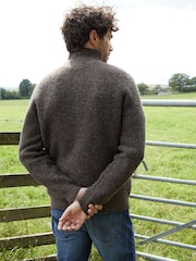 Threadbare Chcolate Quarter Zip Knitted Jumper - Image 2 of 4