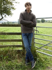 Threadbare Chcolate Quarter Zip Knitted Jumper - Image 3 of 4