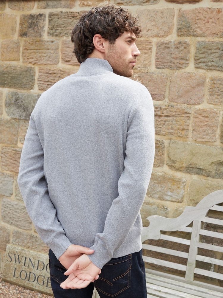 Threadbare Grey Cotton Blend Knitted Quarter Zip Jumper - Image 2 of 4
